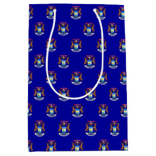 Sacola Para Presentes Média Gift Bag com bandeira do Estado de Michigan, EUA