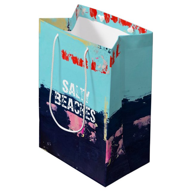 Sacola Para Presentes Média Gift Bag com vibe salgado da praia (Frente inclinada)