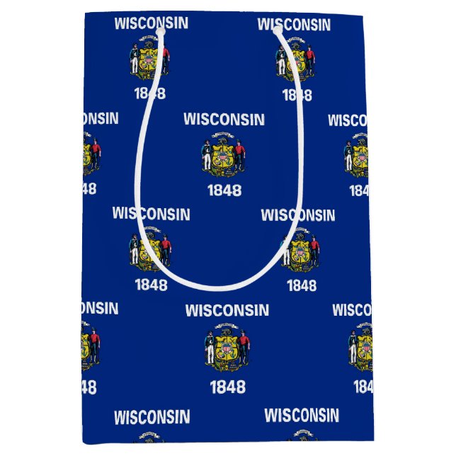 Sacola Para Presentes Média Gift Bag with flag of Wisconsin, USA (Frente)