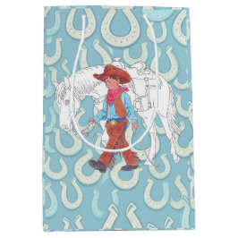 Sacola Para Presentes Média Gift Bag Young Cowboy and Horse