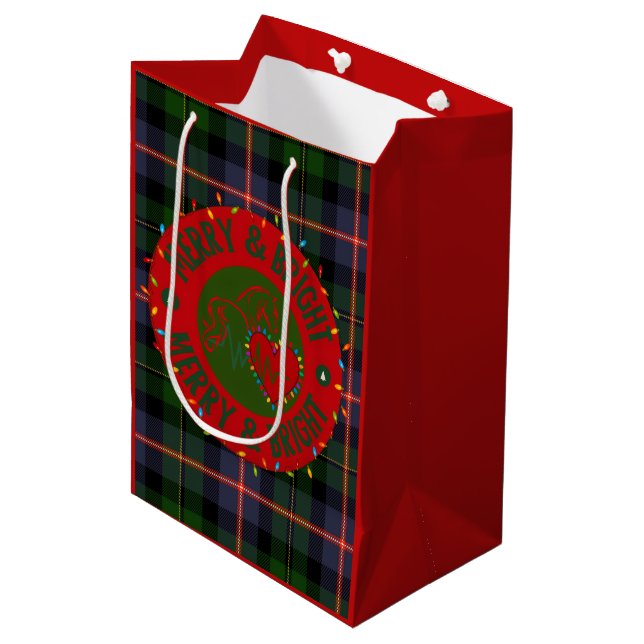 Sacola Para Presentes Média Gift Bags with Merry & Bright Logo (Frente inclinada)