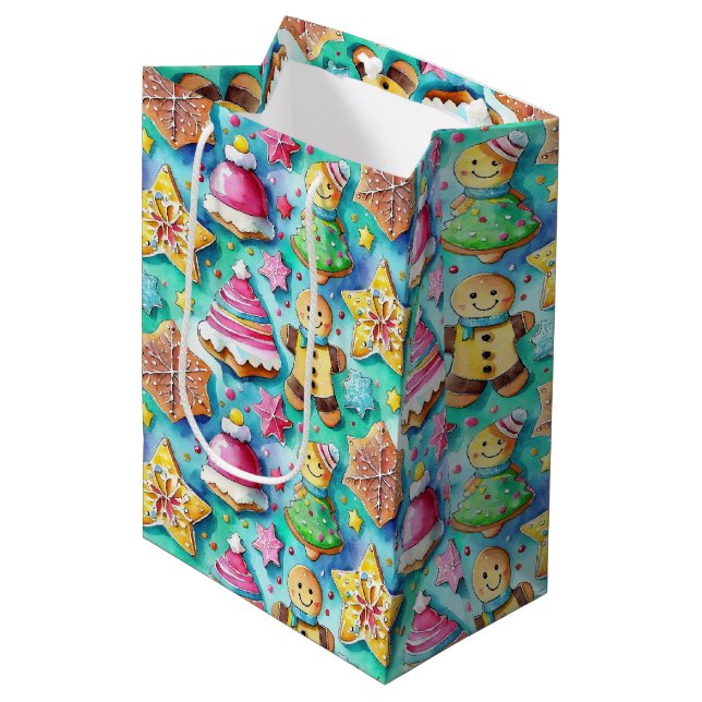 Sacola Para Presentes Média Gingercake de cromo de aquarela (Frente inclinada)