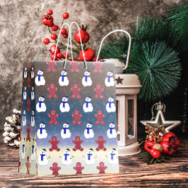 Sacola Para Presentes Média Gingercake Men and Snowmen, Snowmen de Natal