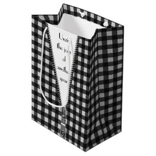 Sacola Para Presentes Média Gingham com Zipper para o aniversário