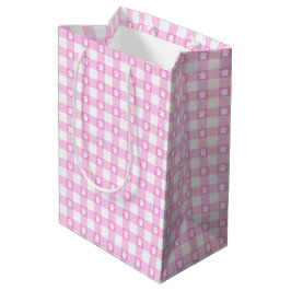 Sacola Para Presentes Média Gingham-Pata Rosa-Bonita Imprime Saco-Presente