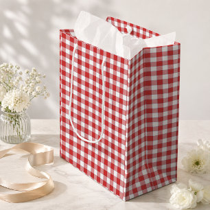 Sacola Para Presentes Média Gingham Piquenique no Campo