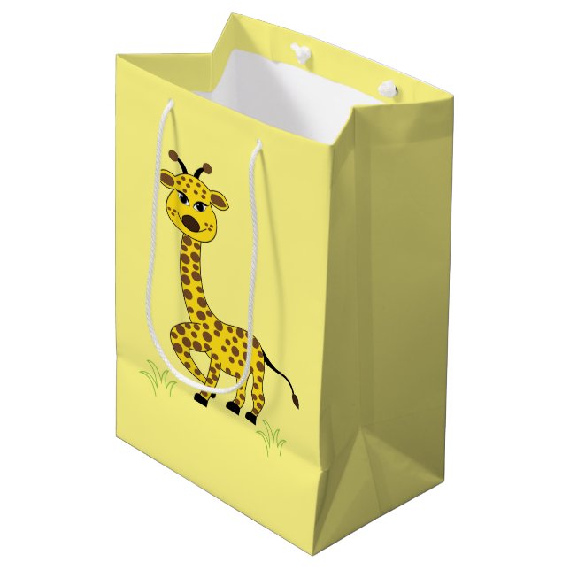 Sacola Para Presentes Média Giraffe Animal Art Kids Cute (Frente inclinada)
