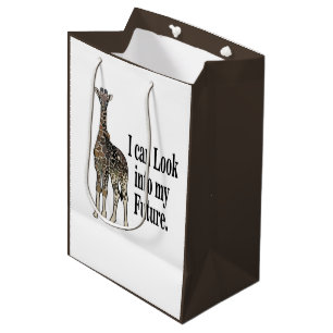 Sacola Para Presentes Média Giraffe Safari Animal Engraçado Aniversário