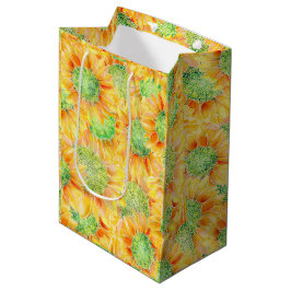 Sacola Para Presentes Média Girassóis Amarelos