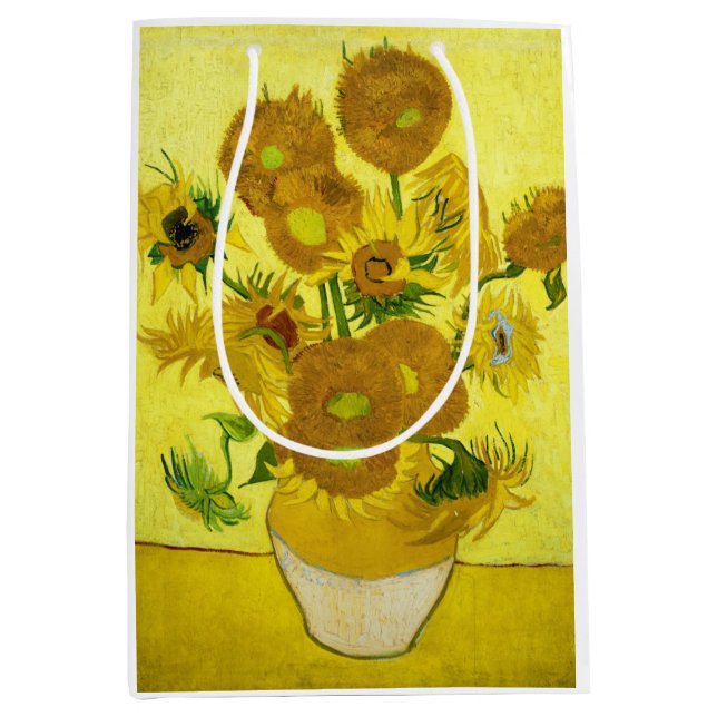 Sacola Para Presentes Média Girassóis Vincent van Gogh (Frente)