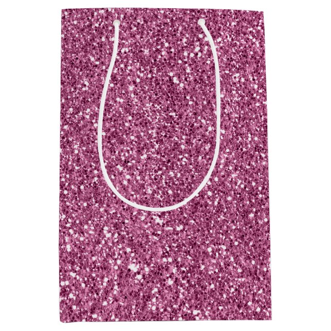 Sacola Para Presentes Média Girly Glitzy Pink Glitter (Frente)