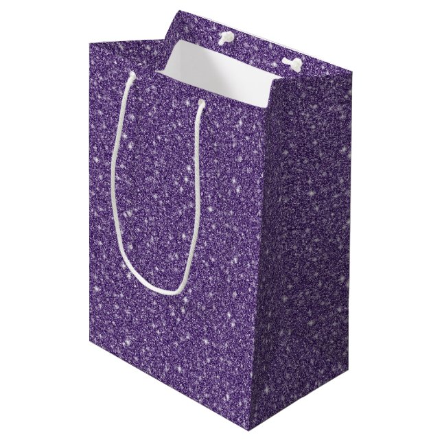 Sacola Para Presentes Média Girly Purple Glitter (Frente inclinada)