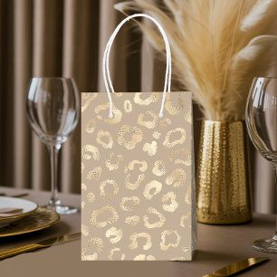 Sacola Para Presentes Média Glam Leopard Spot Pattern Safari Dourado ID11154