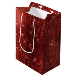 Sacola Para Presentes Média Glam Red Sparkle