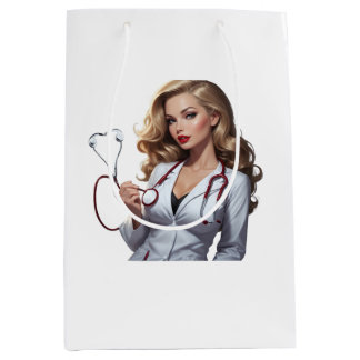 Sacola Para Presentes Média Glamorous Doctor with Heart Stethoscope – Elegant