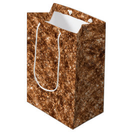 Sacola Para Presentes Média Glitter de Confetti de Bronze Dourado
