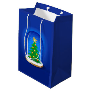 Sacola Para Presentes Média Globo de Neve