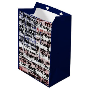 Sacola Para Presentes Média Glória do Baseball Palavras De Bandeira America