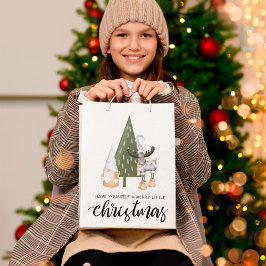 Sacola Para Presentes Média Gnomo Nórdico Bonito Natal