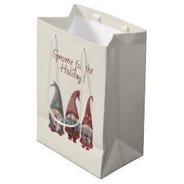 Sacola Para Presentes Média Gnomos de Natal Adoráveis com Feliz Natal
