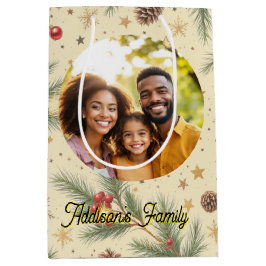 Sacola Para Presentes Média Golden Pine Frame