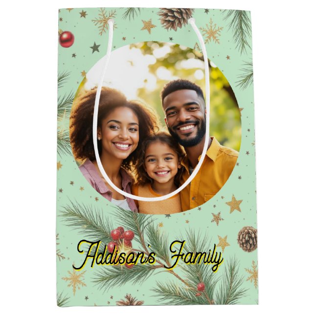 Sacola Para Presentes Média Golden Pine Frame (Frente)