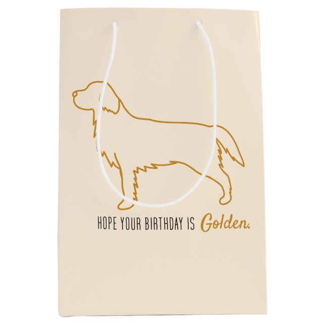 Sacola Para Presentes Média Golden Retriever Tissue Paper  (Frente)