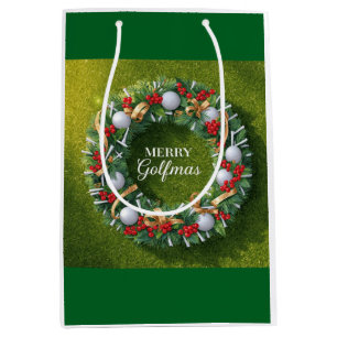 Sacola Para Presentes Média Golf Natal temático com Grinalda