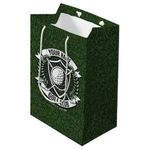 Sacola Para Presentes Média Golfe Golfer Personalizado NAME Clube de Grama Cas