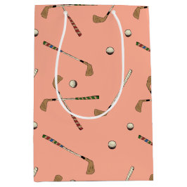 Sacola Para Presentes Média Golfe Vintage Retro Clube de Golfe Bola Padrão Pês