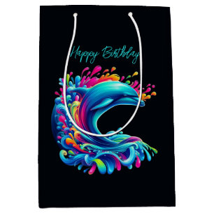 Sacola Para Presentes Média Golfinho Colorido