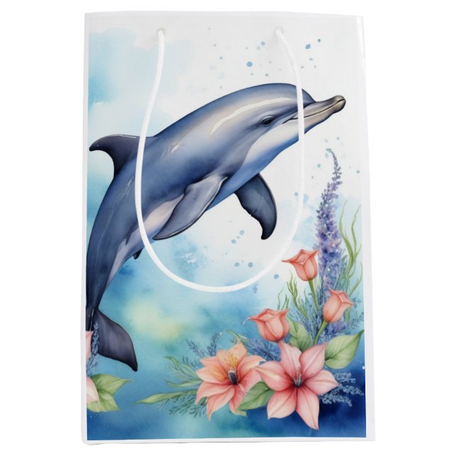 Sacola Para Presentes Média Golfinho-marinho (Frente)