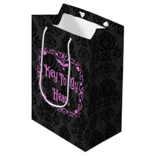 Sacola Para Presentes Média Goth do Vale-Presidente Chave do Meu Coração Rosa