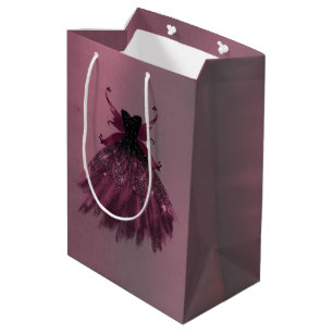 Sacola Para Presentes Média Gothic Fairy Fuchsia Gown Magenta Rosa-Rosa-Boca
