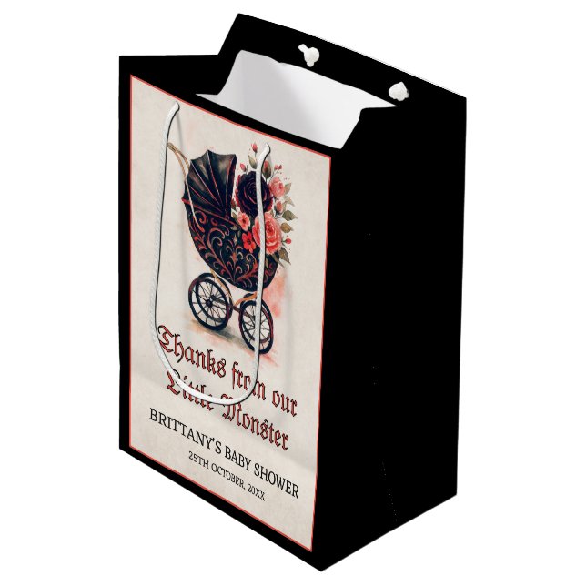 Sacola Para Presentes Média Gothic Stroller Halloween Baby Shower  (Frente inclinada)