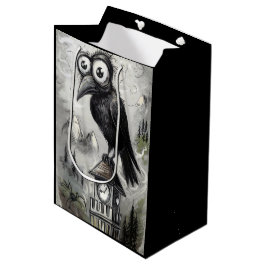 Sacola Para Presentes Média Gótica Black Crow & Tower Spooky Halloween