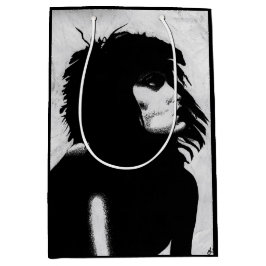 Sacola Para Presentes Média Gótico Deusa Retrato Original Arte Preta Branca