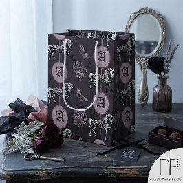 Sacola Para Presentes Média Gótico Monograma Cavalo Roxo Escuro