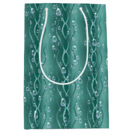 Sacola Para Presentes Média Gotículas de chuva em metal verde