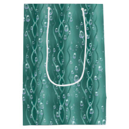 Sacola Para Presentes Média Gotículas de chuva em metal verde