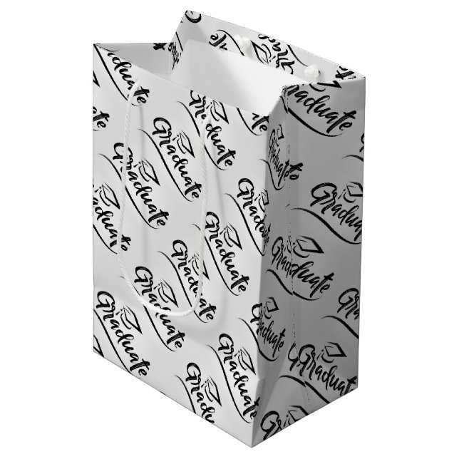 Sacola Para Presentes Média Graduar com Chapéu de Formatura (Frente inclinada)