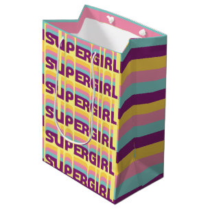 Sacola Para Presentes Média Gráfico de Supergirl Retro Colorshift