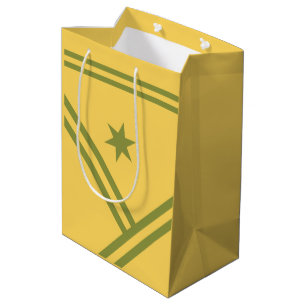 Sacola Para Presentes Média Gráfico Moderno de Stripes Diagonais Verdes Doura