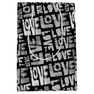 Sacola Para Presentes Média Grafite de amor - preto e branco