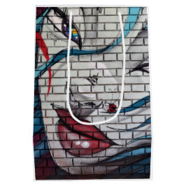 Sacola Para Presentes Média Grafite de Menina Asiática