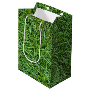 Sacola Para Presentes Média Grama Verde Molhada