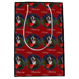 Sacola Para Presentes Média Grande Mtn Suíço Cachorro de Natal Gift Bag