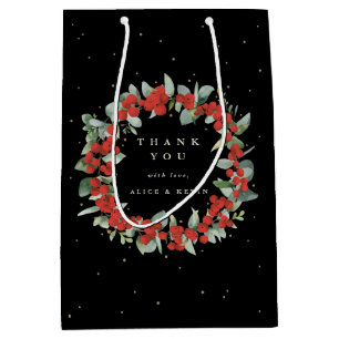Sacola Para Presentes Média Gratidão no Natal/Férias de Mirtilo Vermelho+Eucal