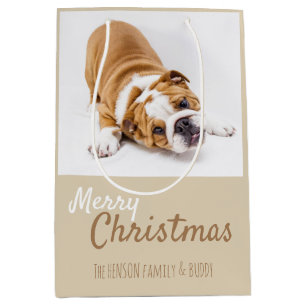 Sacola Para Presentes Média Grátis, Bulldog Foto para o Natal