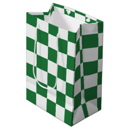 Sacola Para Presentes Média Green and White Holiday Check